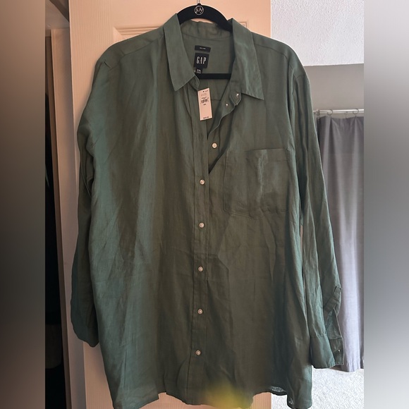 Gap linen boyfriend, shirt, sagebrush green size XXL, NWT - Picture 5 of 5